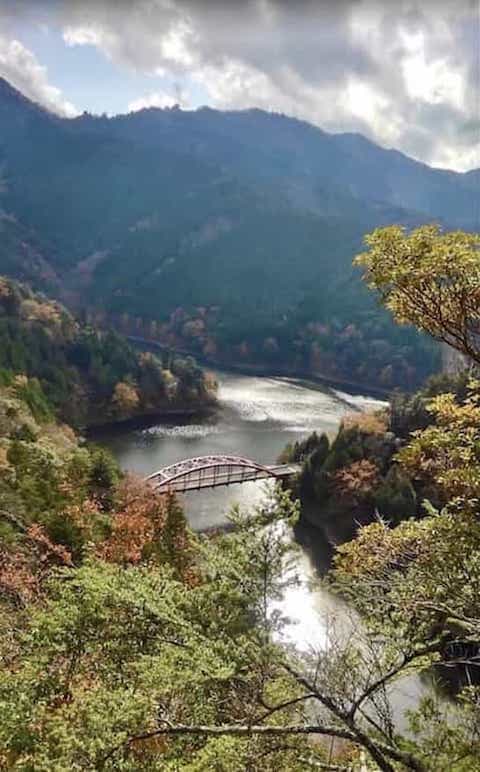 Japan motorcycle tour ninjatours iya valley dogo onsen river bridge